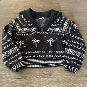 Marine Layer Whitney quarter zip grey/cream size M